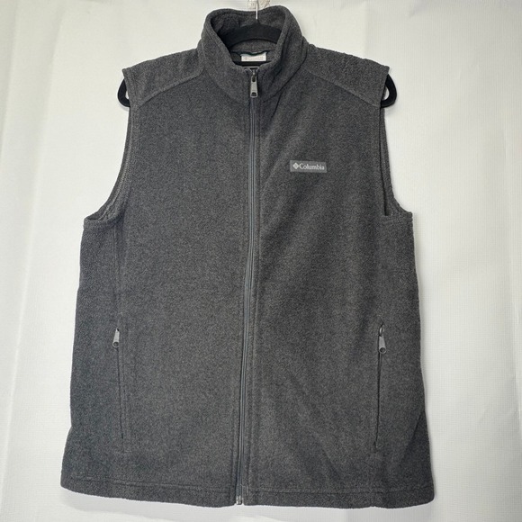 Columbia Other - Columbia Mens Fleece Vest‎ Full Zip Gray Sleeveless Outdoor Layering Gorp Hiking